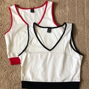 Two crop tank tops with contrast colors